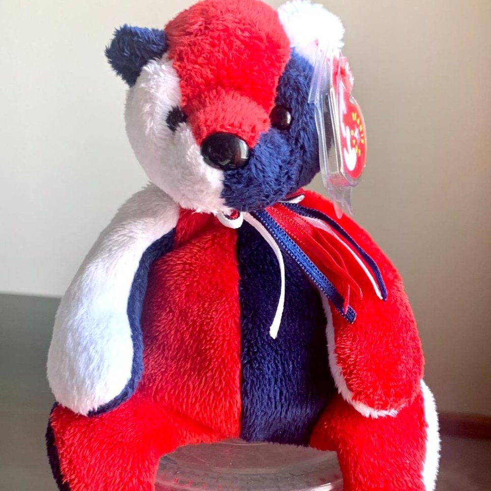 2001 4360 Patriot Flag Right Foot Ty Beanie Baby Patriotic Teddy Bear Excellent